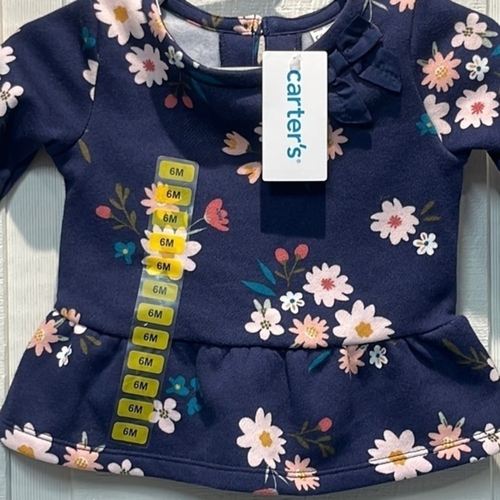 NWT Carter’s ruffled flower print sweatshirt size 6 months